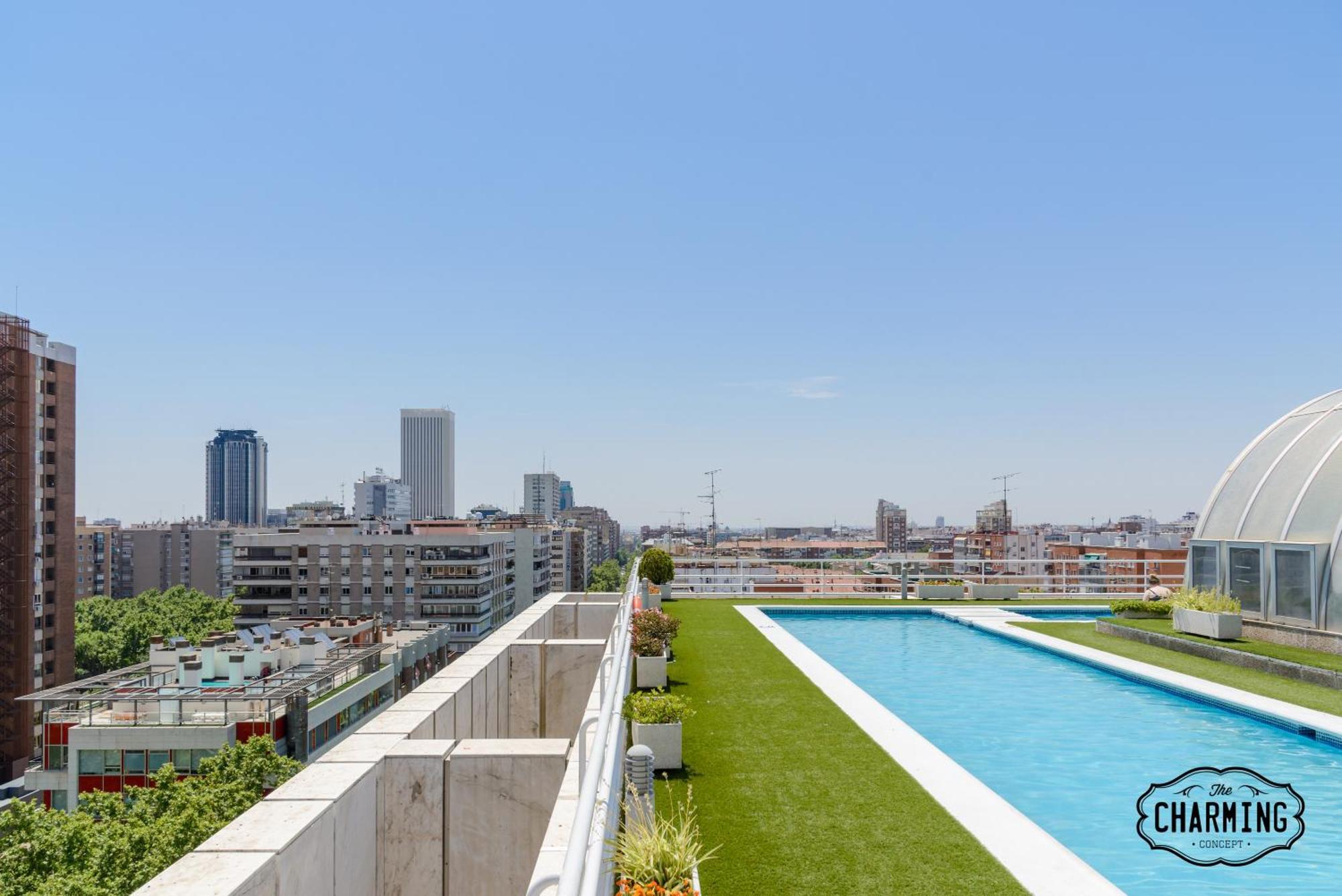 Charming Eurobuilding 2 Terrace Exclusive - Plaza De Parking Apartment Madrid Bagian luar foto